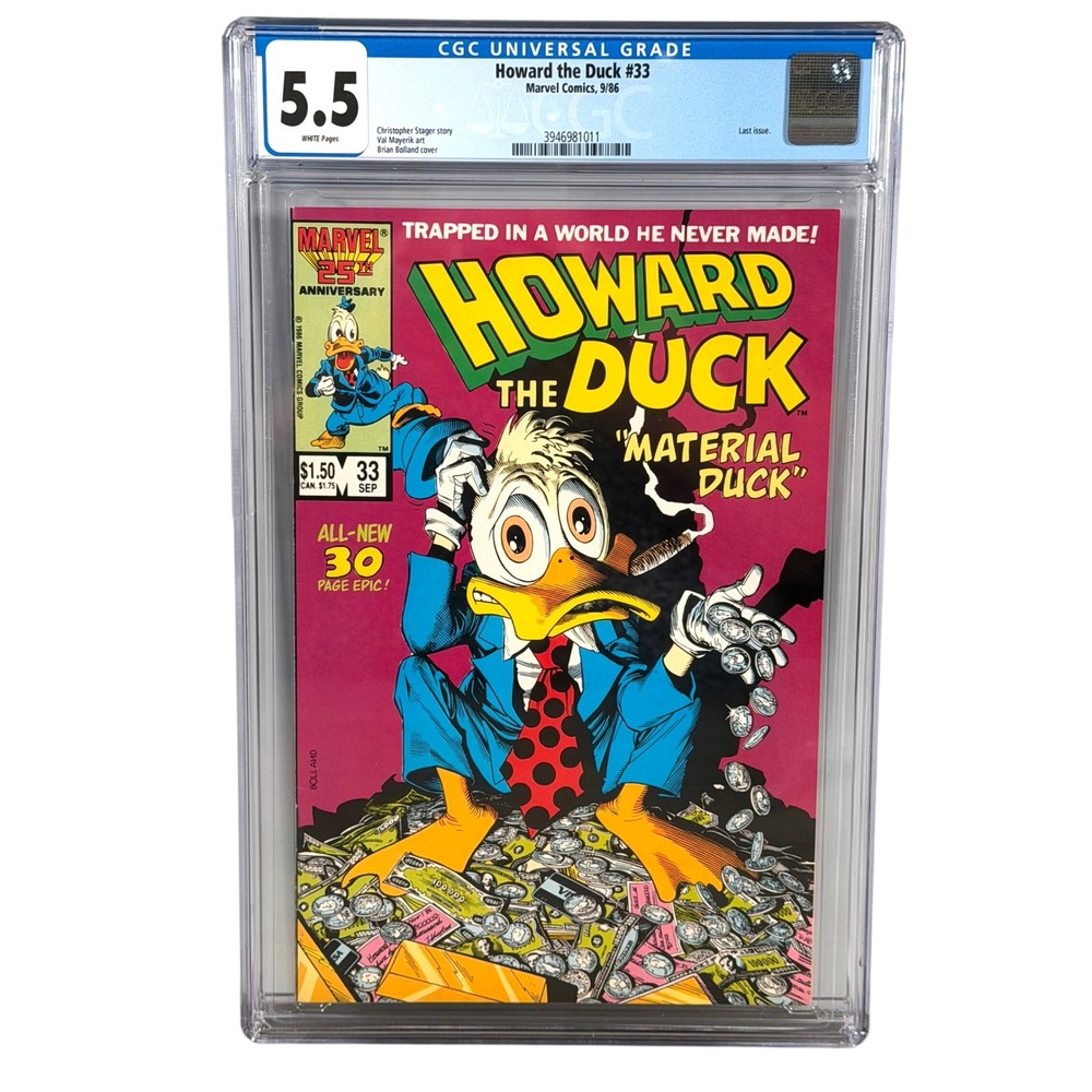 Marvel Howard the Duck #33 Material Duck CGC 5.5 White Pages 1986 Last Issue USA